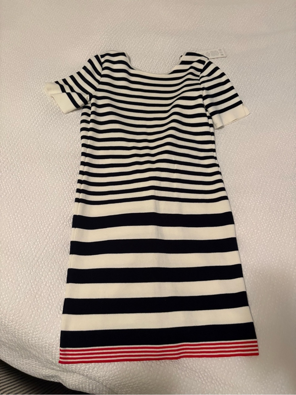 Women’s ' Striped Knit Dress - Navy & White with Red Trim New